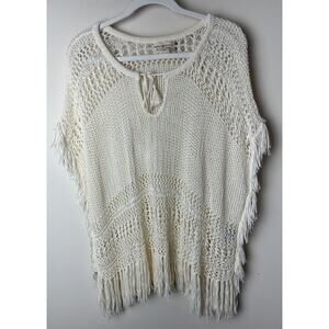 Denim & Supply Ralph Lauren Women Crochet Top Medium Cream Boho Cottage Fringe